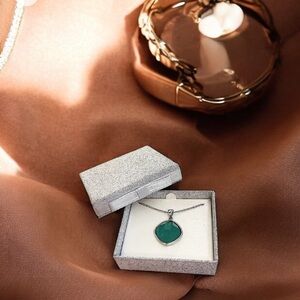 NWT Silver Chain with Green Gemstone